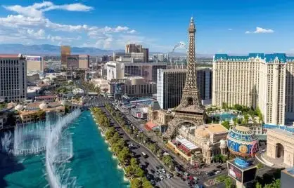 Casino hall with chandeliers
